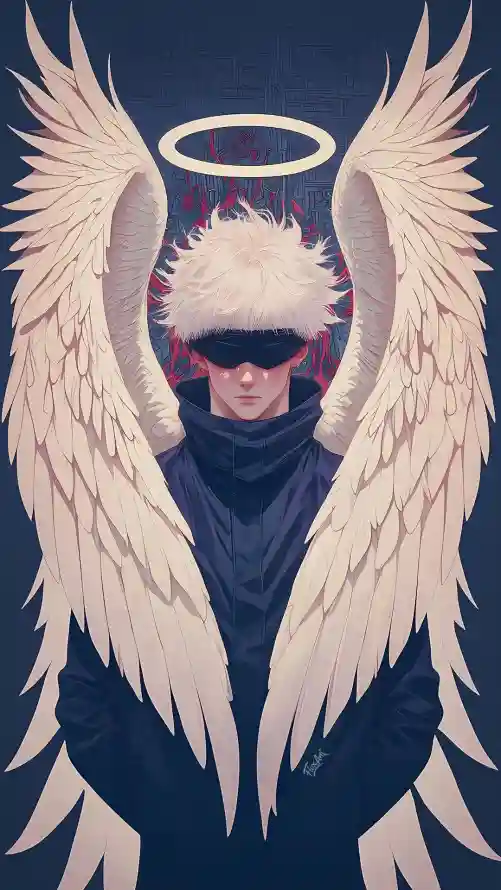 4k光环壁纸 - 墨镜 - 白发 - 翅膀「哲风壁纸」