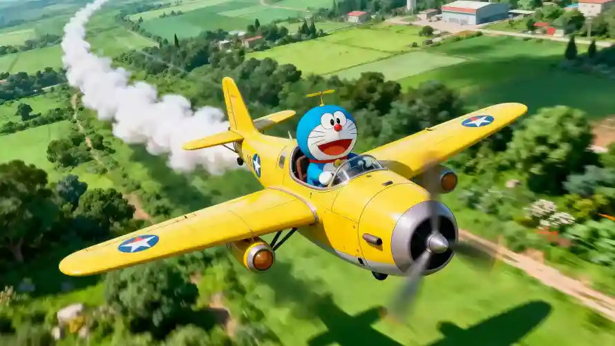 4k卡通壁纸-叮当猫壁纸和田野-乡野飞行热门的壁纸「哲风壁纸」