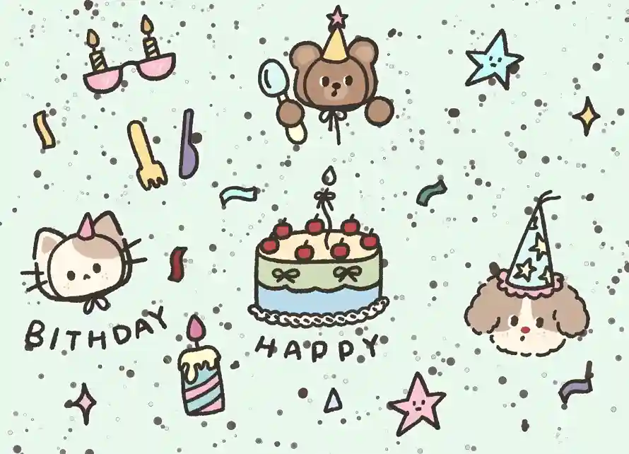 2k卡通壁纸-蛋糕和小猫-壁纸分享「哲风壁纸」