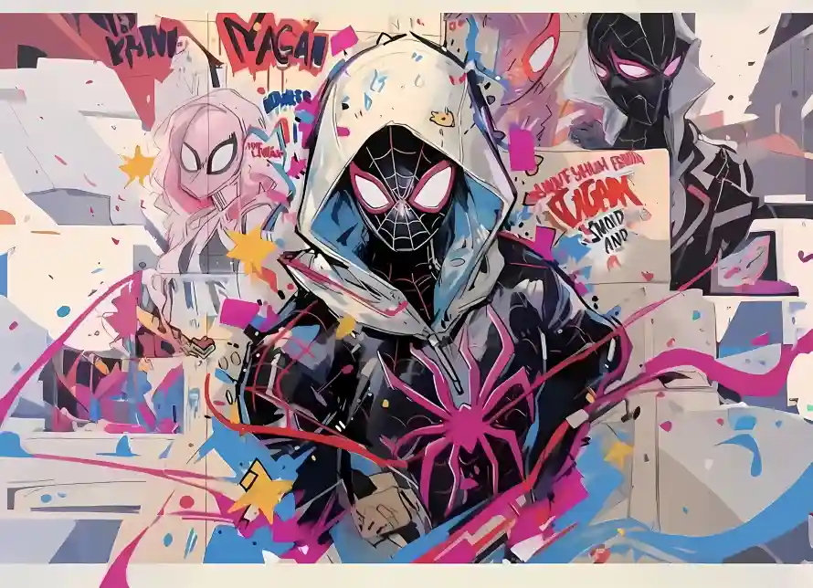 2k手绘壁纸-蜘蛛侠与泼墨-蜘蛛格温热门的壁纸「哲风壁纸」