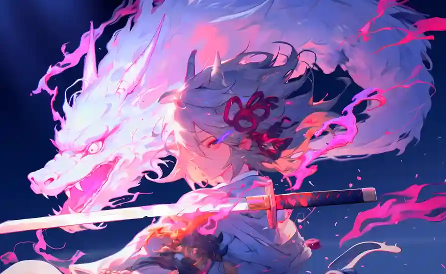 4k白发壁纸 - 剑 - 龙 - 神兽「哲风壁纸」