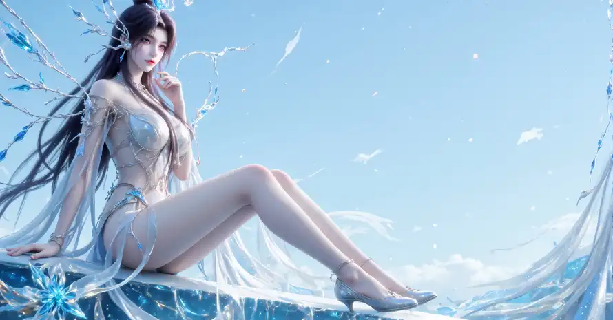 4k冰晶壁纸 - 羽毛 - 蓝天 - 云望舒「哲风壁纸」