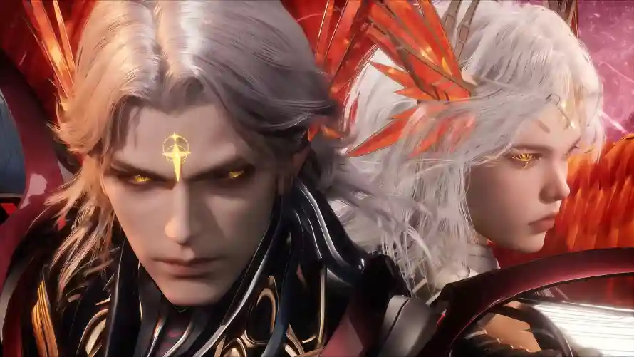 4k白发壁纸 - 吞噬星空 - 科幻动漫 - 红色背景「哲风壁纸」