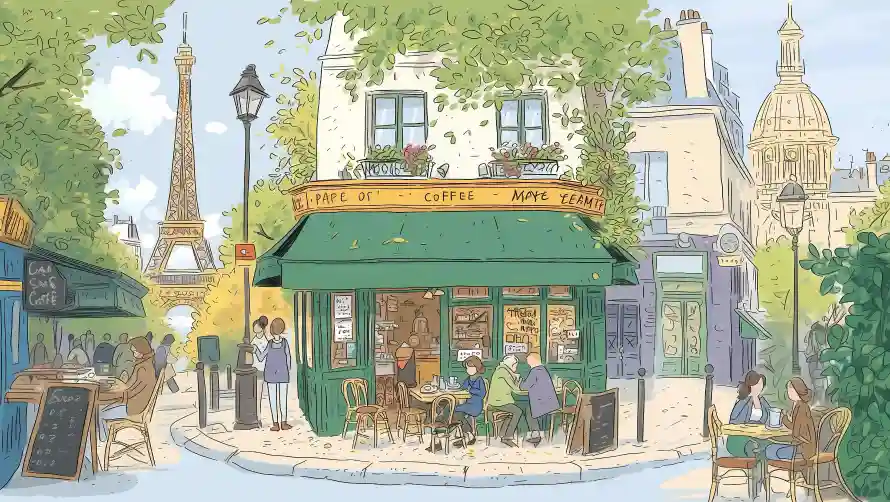 4k插画壁纸 - 咖啡馆 - 手绘风 - 巴黎街景「哲风壁纸」 4k插画壁纸 - 咖啡馆 - 手绘风 - 巴黎街景「哲风壁纸」