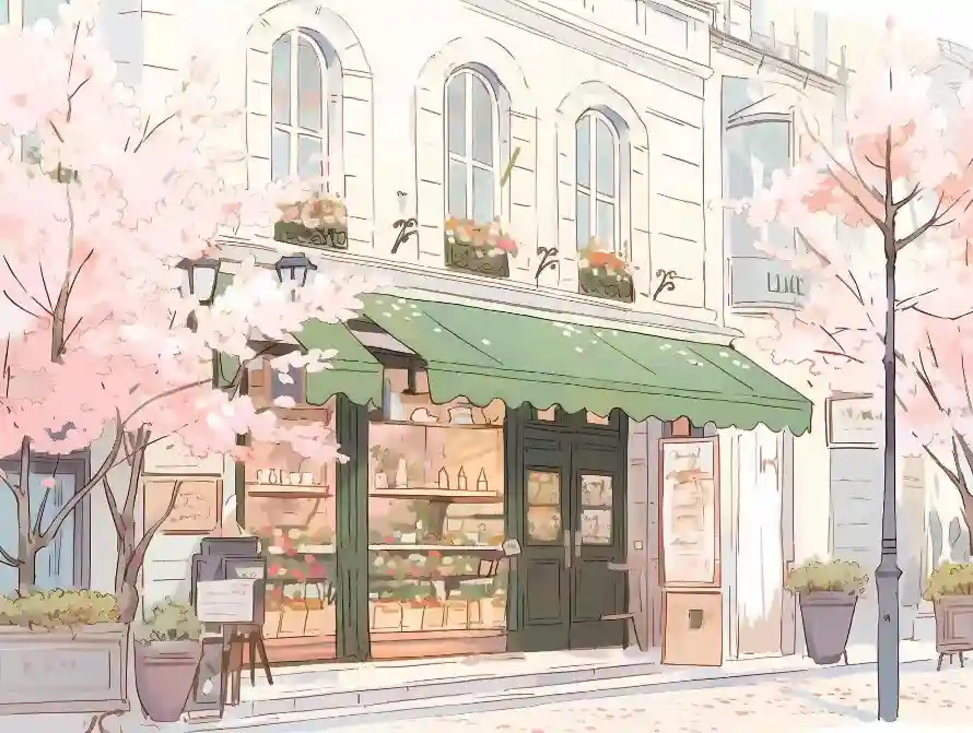 4k小店壁纸 - 插画 - 街景 - 手绘风「哲风壁纸」