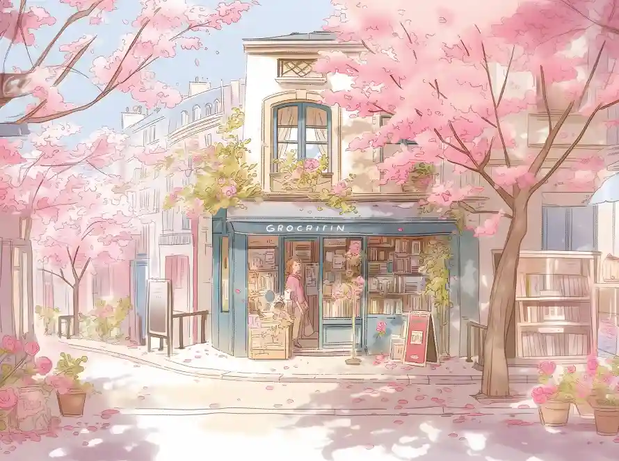 4k插画壁纸 - 手绘风 - 春日女孩 - 樱花街道「哲风壁纸」