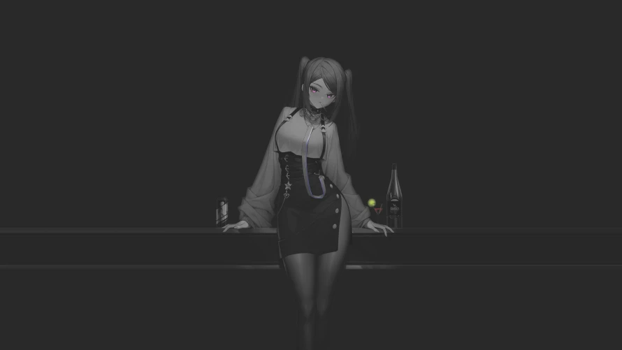 4k单色壁纸 - 插图 - 酒精 - 动漫女孩「哲风壁纸」