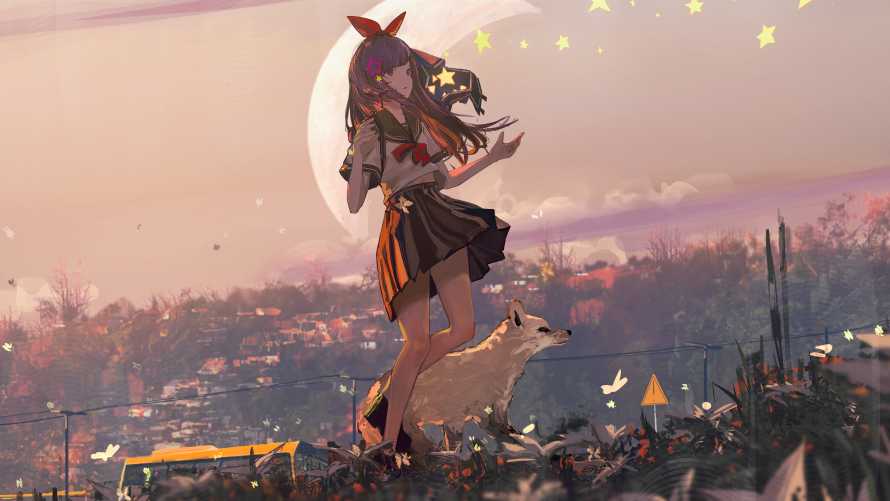 4k星星壁纸 - 狼 - 校服 - 阿苏尔「哲风壁纸」
