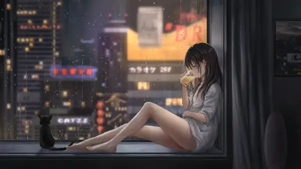 4k猫兹壁纸 - 雨 - 动漫女孩 - 日本动画片「哲风壁纸」