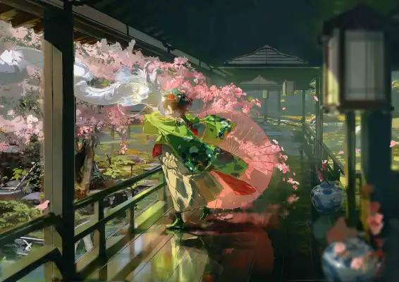 4k反射壁纸 - 伞 - 水 - 龙「哲风壁纸」