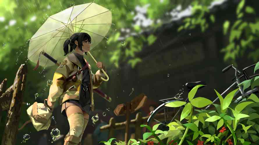 4k刘侃壁纸 - 伞 - 雨 - 插图「哲风壁纸」