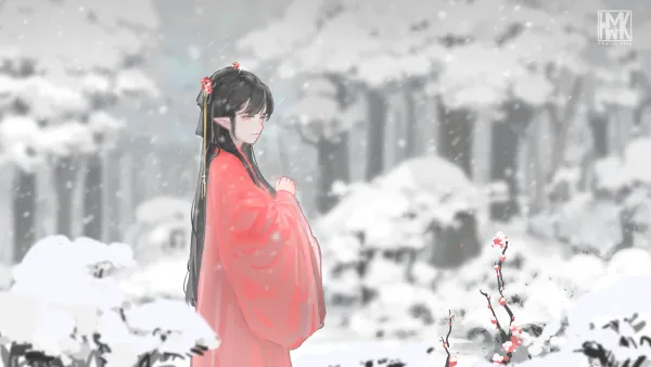 4k梅花壁纸-尖耳朵与汉服-动漫女孩壁纸推荐「哲风壁纸」