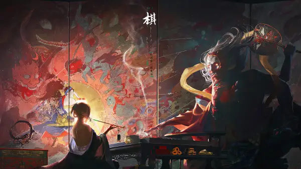 4k和服壁纸 - 鬼 - 坐着 - 妖怪「哲风壁纸」