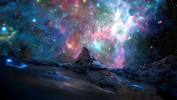4k星云壁纸 - 山 - 雪 - 星星「哲风壁纸」