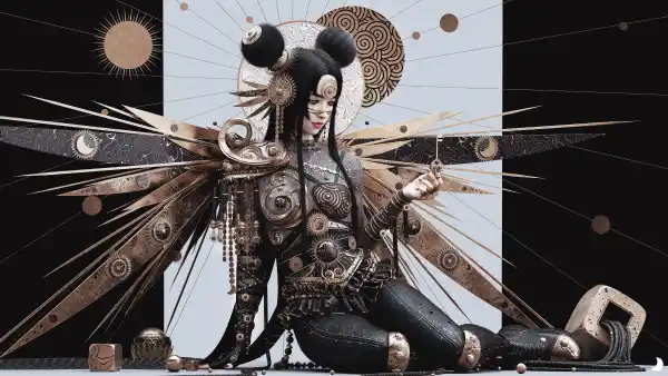 4k翅膀壁纸-黑色的壁纸和金子-幻想女孩壁纸分享「哲风壁纸」