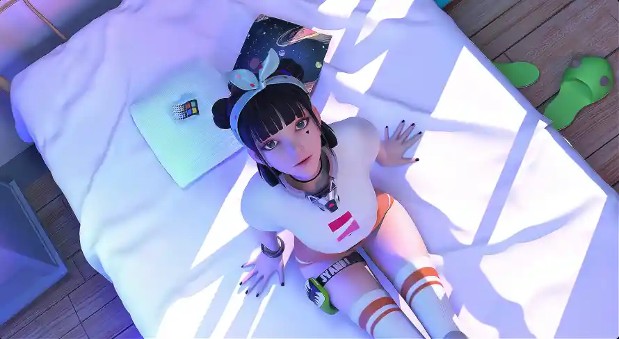 4k集原美壁纸 - 仰望天空 - 坐在床上 - 奇幻少女「哲风壁纸」