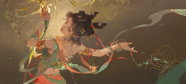 4k茶我壁纸 - 跳舞 - 金子 - 敦煌壁画「哲风壁纸」