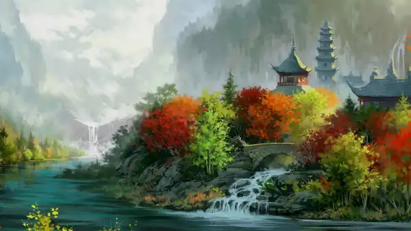 4k房子壁纸 - 塔 - 山 - 树「哲风壁纸」