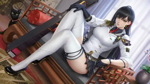 4k绘画壁纸 - 猫 - 腿 - 袜子「哲风壁纸」