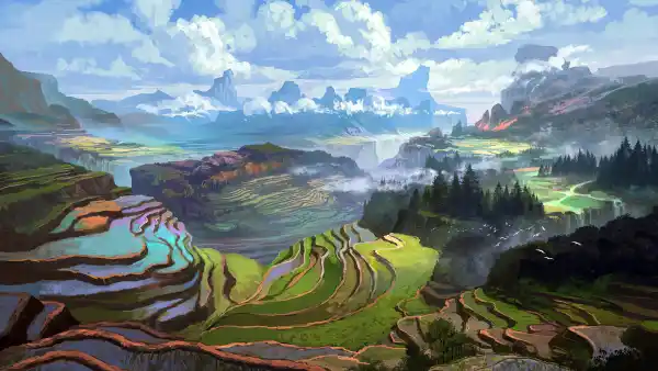 4k插图壁纸 - 云 - 山 - 日光「哲风壁纸」