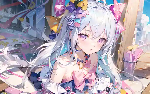 4k领结壁纸 - 动漫女孩 - 白色的头发 - wallpaper「哲风壁纸」