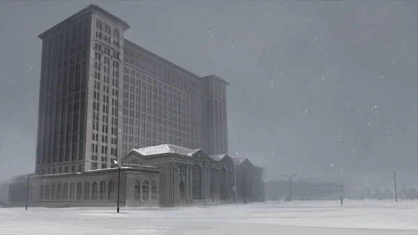 4k建筑壁纸 - 雪 - 城市景观 - 灰色背景「哲风壁纸」