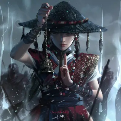 4k插图壁纸 - 黑发 - 艺术品 - 幻想女孩「哲风壁纸」