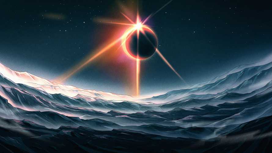 4k星夜壁纸 - 水 - 蚀 - 月亮「哲风壁纸」