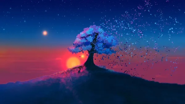 4k天空壁纸 - 树 - 星星 - 景观「哲风壁纸」