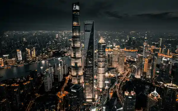 4k上海壁纸 - 灯 - 城市 - 夜晚「哲风壁纸」