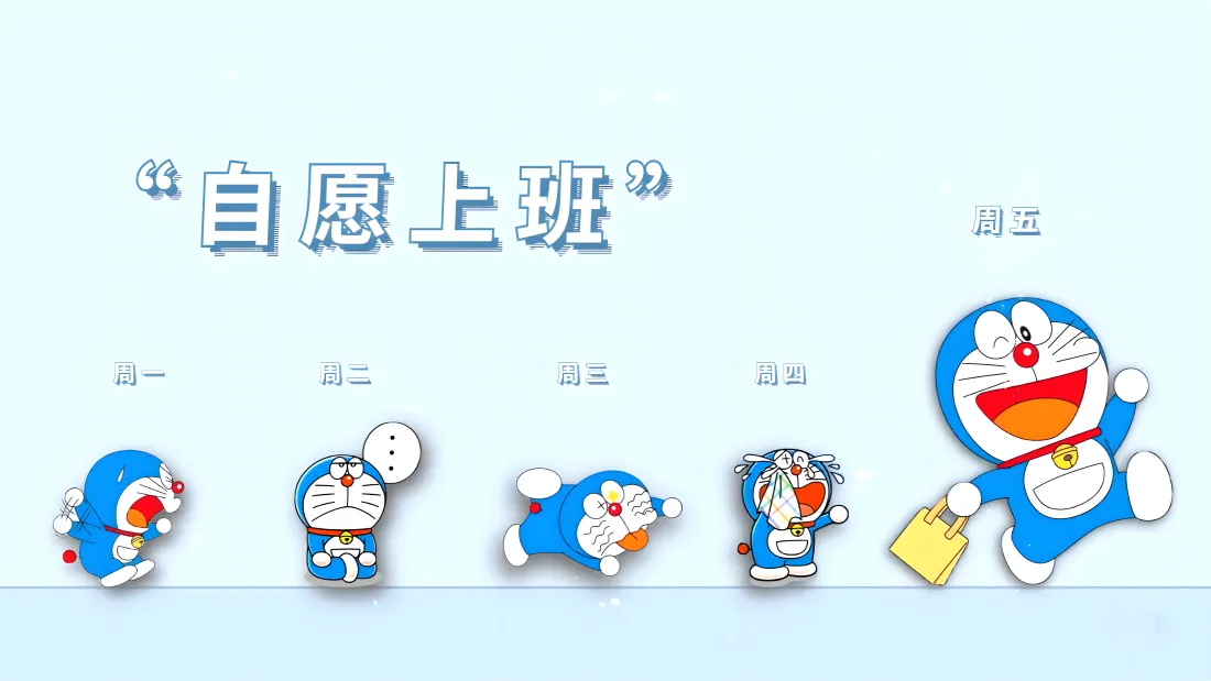 8k哆啦A梦壁纸｜打工人背景图片 - 自愿上班「哲风壁纸」