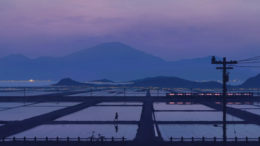 4k田野动漫壁纸｜唯美田野背景图片 - 黄昏景色「哲风壁纸」