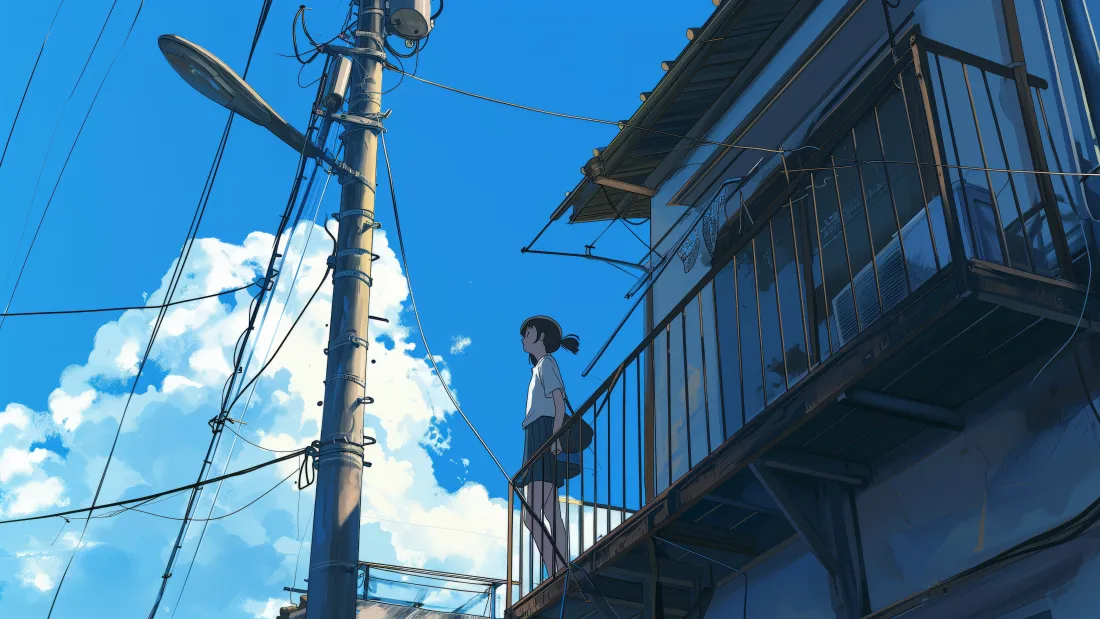 6k女孩蓝天AI背景图片 - 唯美场景「哲风壁纸」