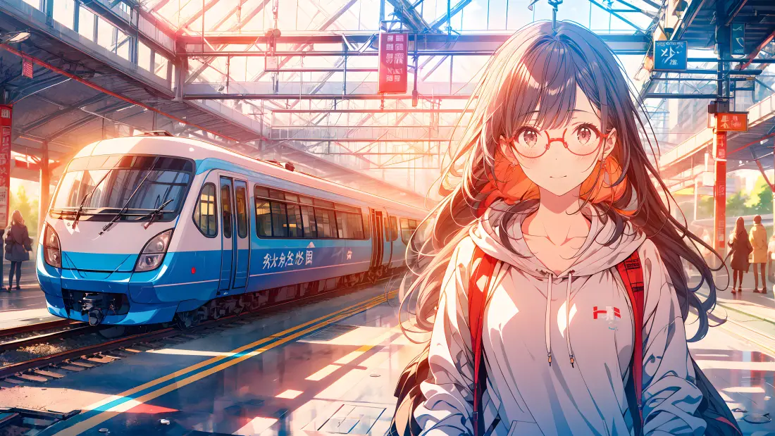 7k少女AI壁纸｜火车站背景图片 - 唯美风「哲风壁纸」