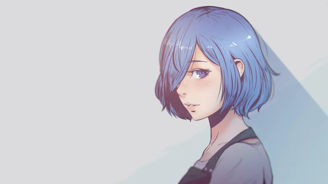 4k少女壁纸｜家有女友动漫背景图片 - 蓝发少女「哲风壁纸」