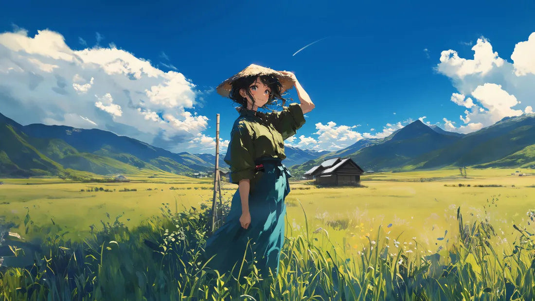 4kAI少女壁纸｜田园背景图片 - 清新风「哲风壁纸」