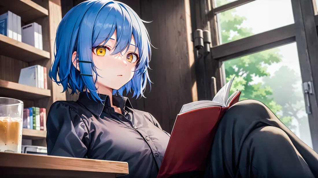 4kAI少女壁纸｜看书少女背景图片 - 唯美风「哲风壁纸」