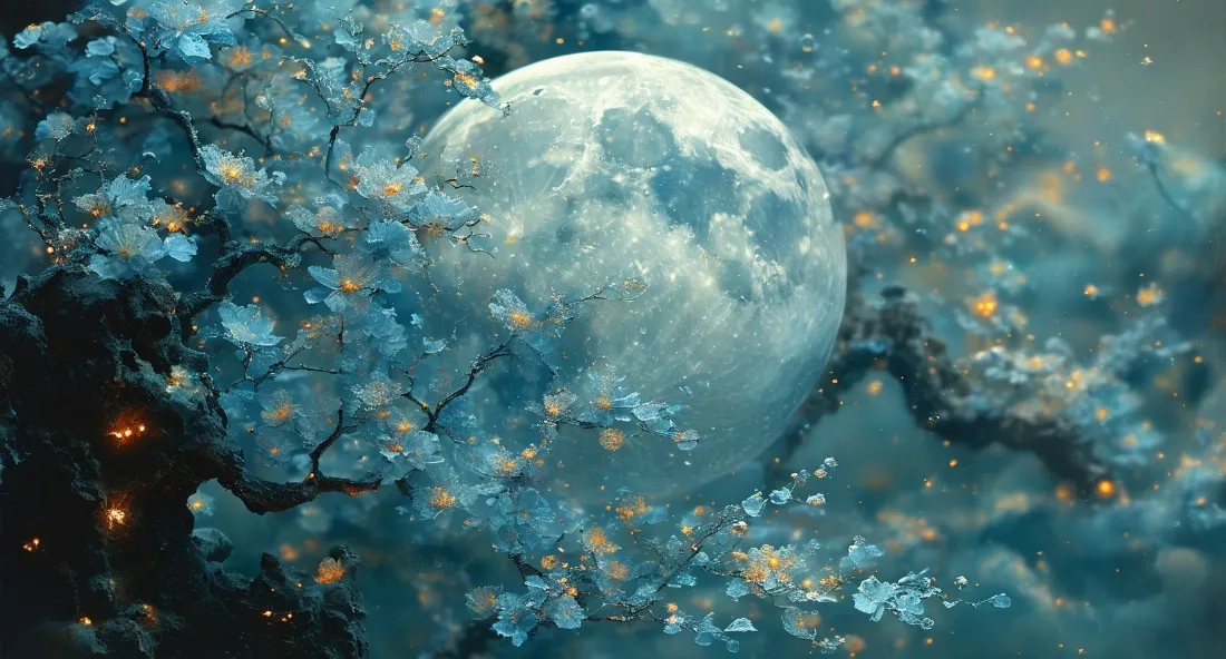 2k月亮壁纸｜静谧树影背景图片 - 诗情画意「哲风壁纸」