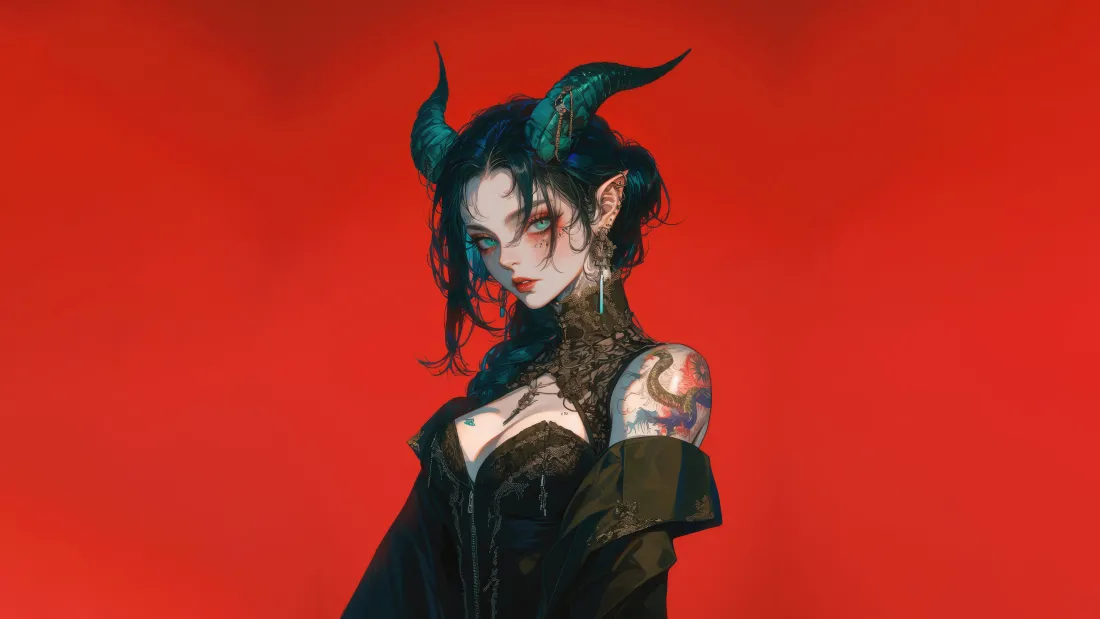 8kAI动漫少女壁纸｜二次元纹身背景图片 - 酷炫风「哲风壁纸」