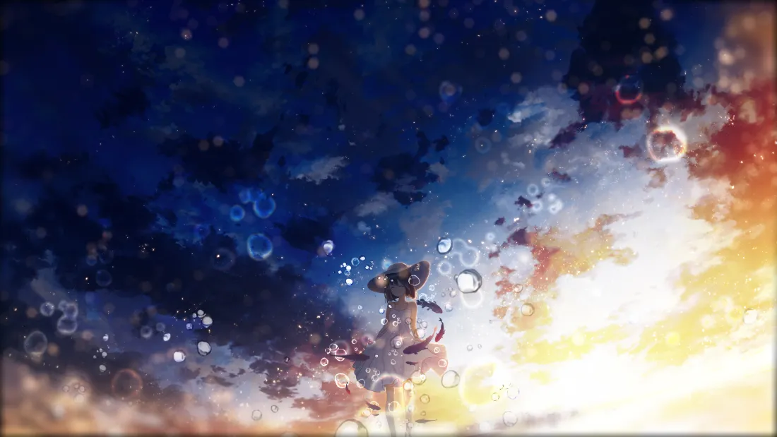 3k二次元少女壁纸｜星空光斑背景图片 - 希望「哲风壁纸」