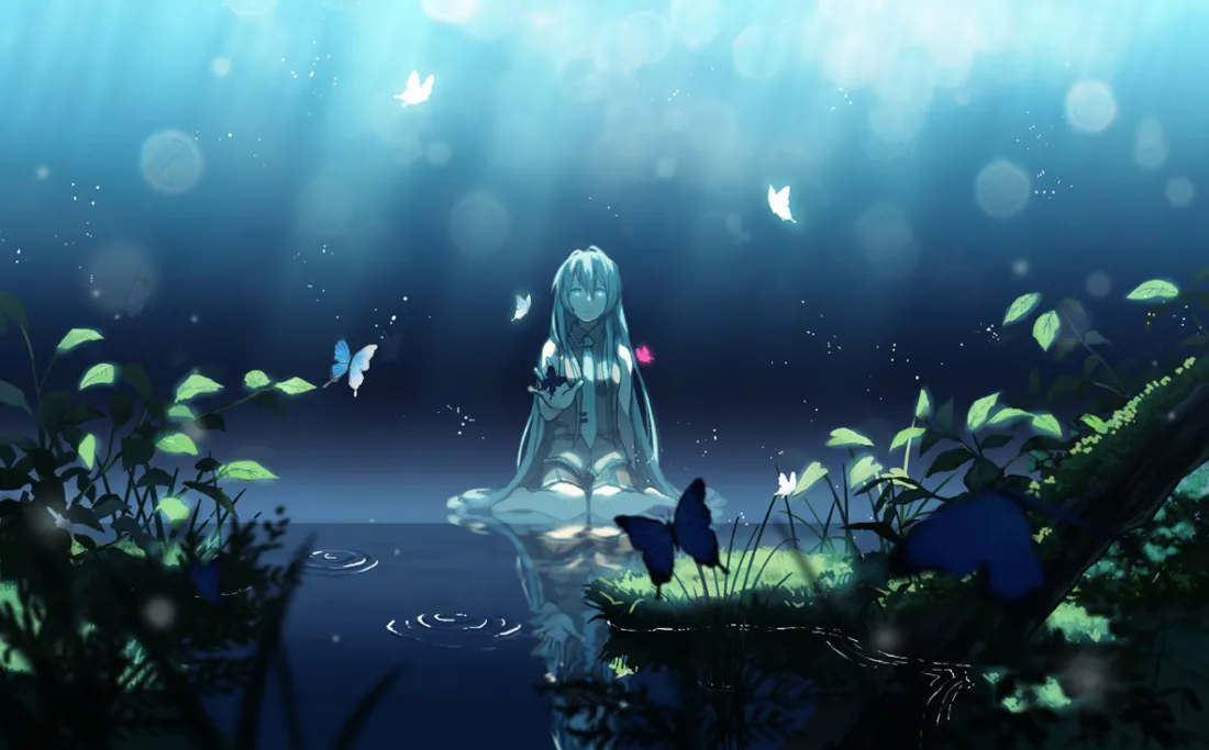 2k初音未来壁纸｜蝶影幻境背景图片 - 二次元「哲风壁纸」