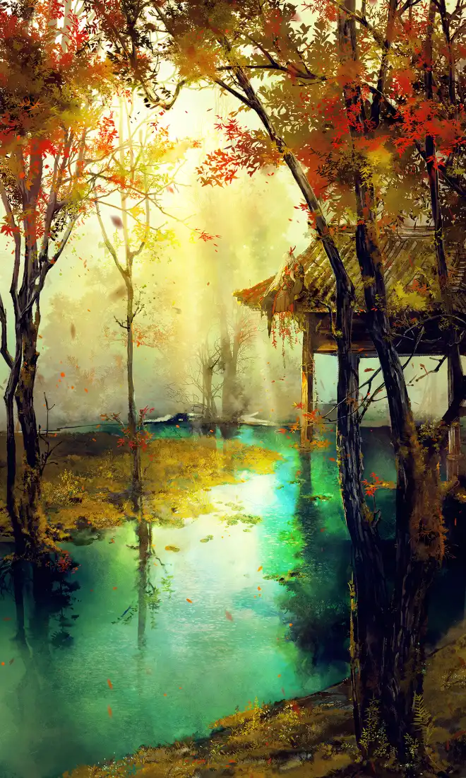 阴阳师同人｜平安京秋景背景图片 - 游戏场景「哲风壁纸」