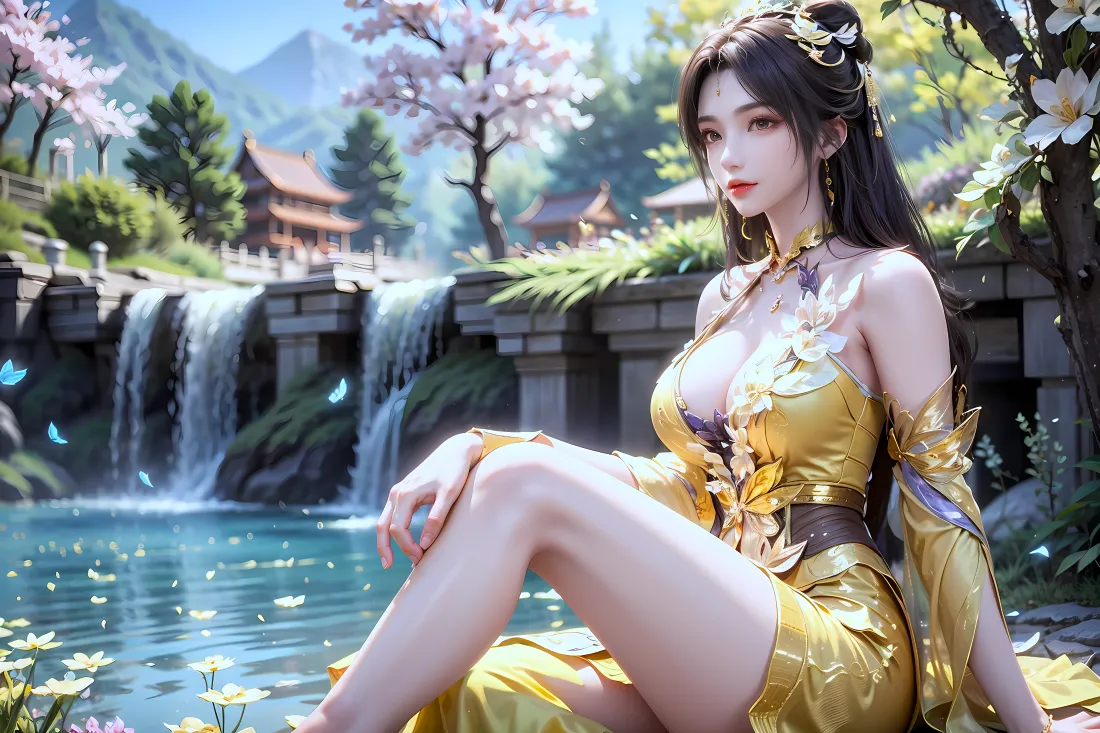 4k王曦壁纸｜完美世界古风瀑布场景 - 动漫角色「哲风壁纸」