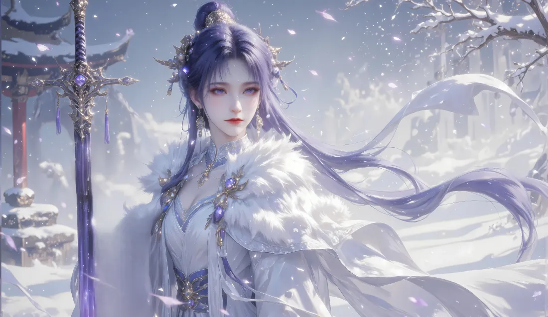 14k姬紫月壁纸｜雪景背景图片 - 遮天「哲风壁纸」