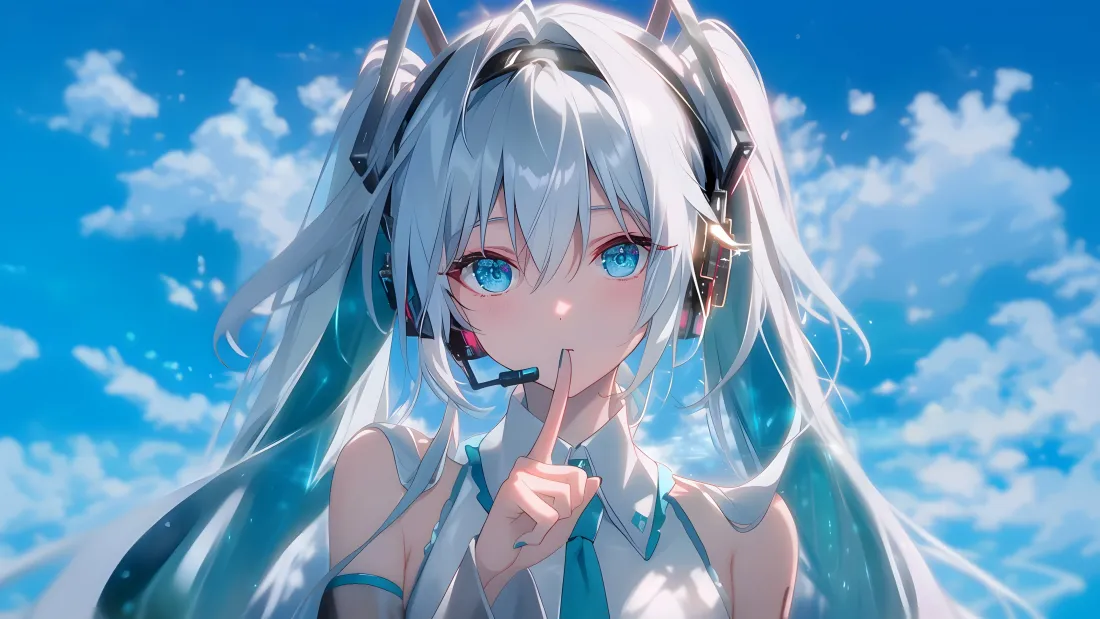 4k初音未来壁纸｜蓝天白云背景图片 - 嘘「哲风壁纸」