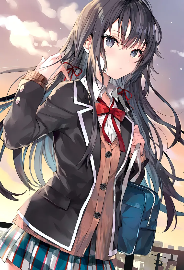 雪之下雪乃手机壁纸｜校服少女背景图片 - 动漫角色「哲风壁纸」