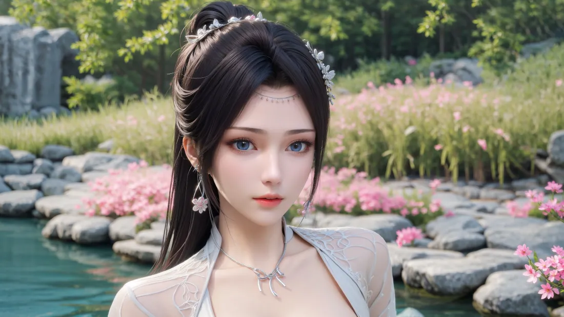 3k云韵壁纸｜斗破苍穹古风背景图片 - 湖水花朵「哲风壁纸」