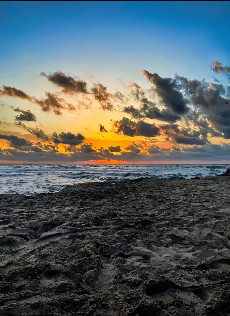 海边沙滩日落手机壁纸｜黄昏海浪背景图片 - 晚霞「哲风壁纸」
