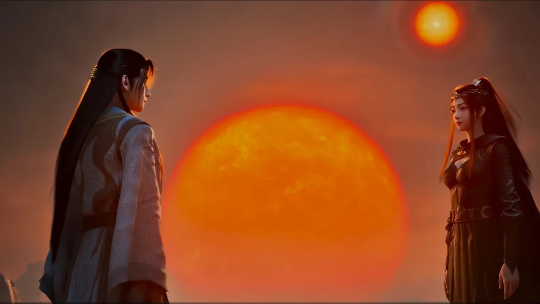 4k凡人修仙传壁纸｜红色夕阳背景图片 - 韩立元瑶「哲风壁纸」