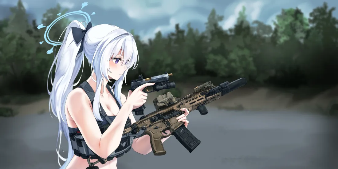 3k白发持枪少女壁纸｜CG动画 - 森林「哲风壁纸」